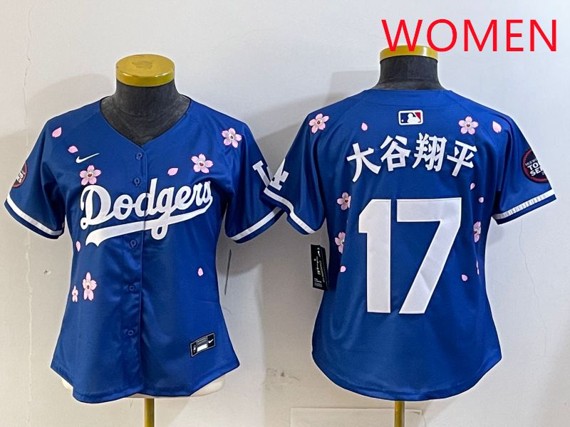 Women Los Angeles Dodgers #17 Ohtani Blue Sakura Edition 2025 Nike MLB Jersey style 11